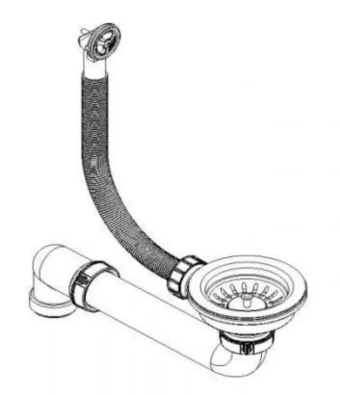 Ausmann brushed copper drain set for sink, including copper overflow 1208957348