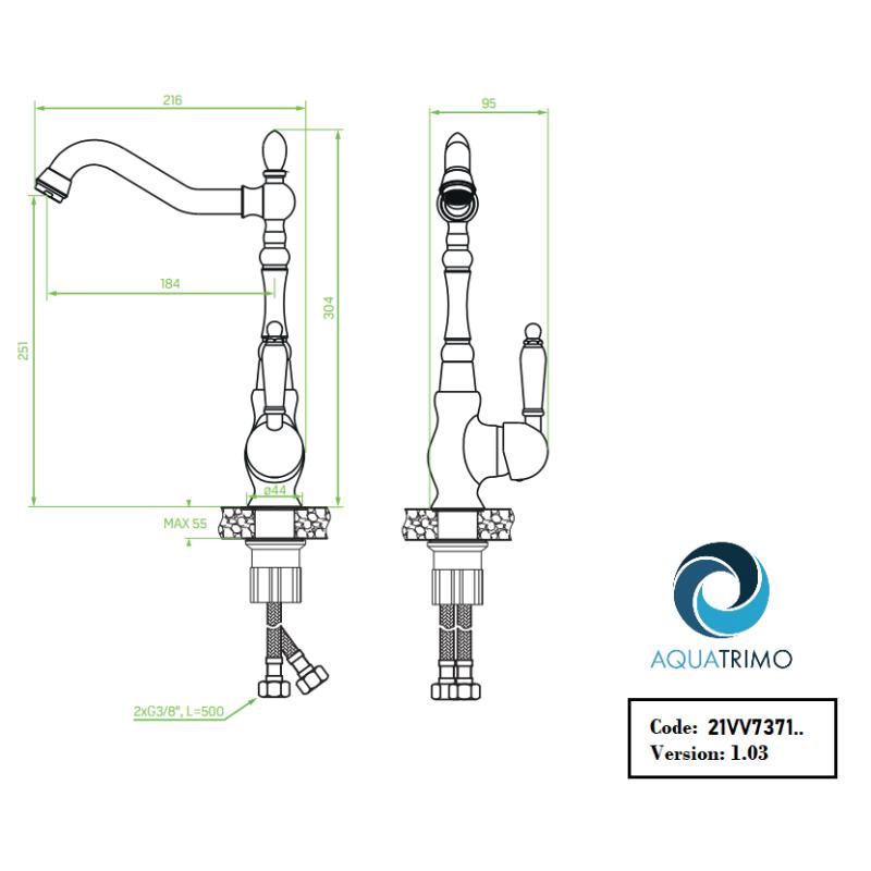 AquaTrimo Vivaldi classic kitchen mixer chrome 21VV7371CM