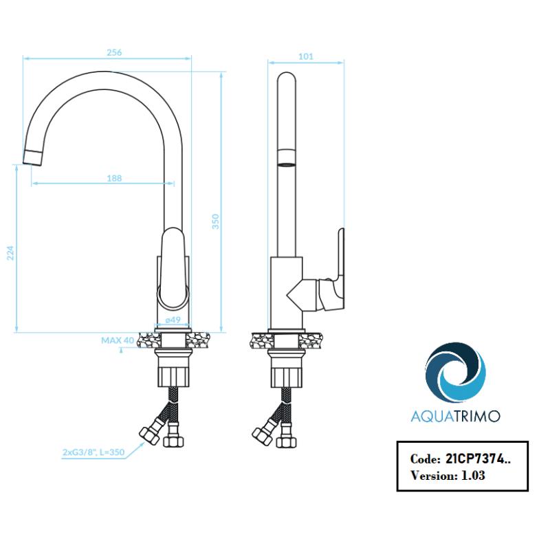 AquaTrimo Chopin single lever kitchen mixer matt black 21CP7374SW