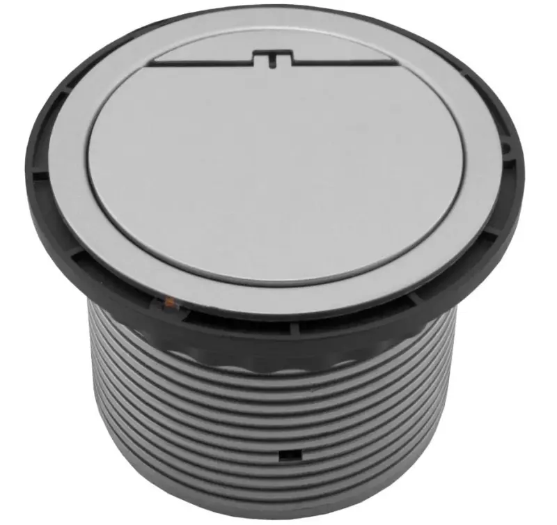 Indux Cover built-in pin-earth silver kitchen socket for worktop with 2 USB sockets 1208957399