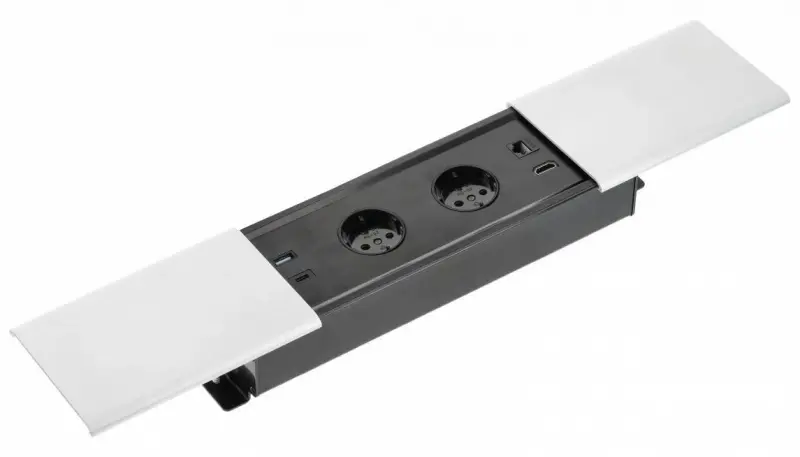 Indux Slide max built-in kitchen socket in worktop with USB-A, HDMI, RJ45, and USB-C, matte white color 1208957429