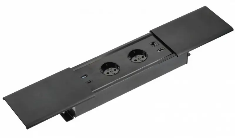 Indux Slide max built-in kitchen socket in worktop with USB-A, HDMI, RJ45, and USB-C, matte black color 1208957430