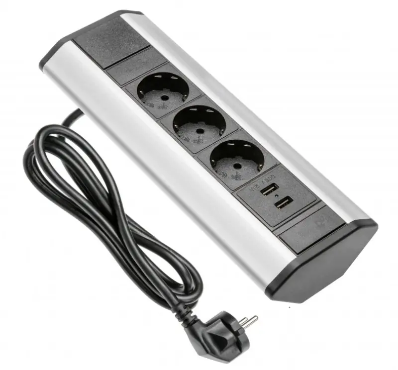 Indux Corner corner kitchen socket with 3 earthed outlets and 2 USB chargers 1208957431