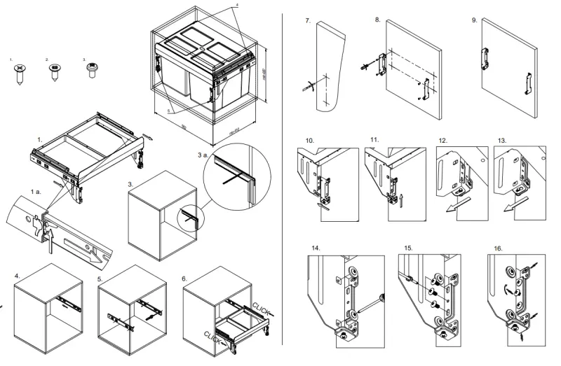 Garbi Carrier C-60-2 built-in waste system with its own rails and 2 waste bins 2 x 27 litres 1208957468