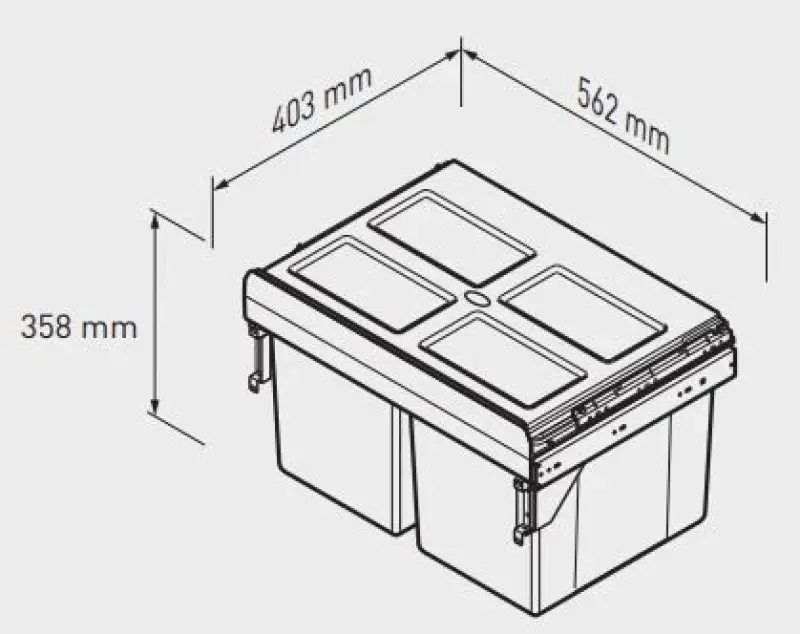 Garbi Carrier C-60-2 built-in waste system with its own rails and 2 waste bins 2 x 27 litres 1208957468
