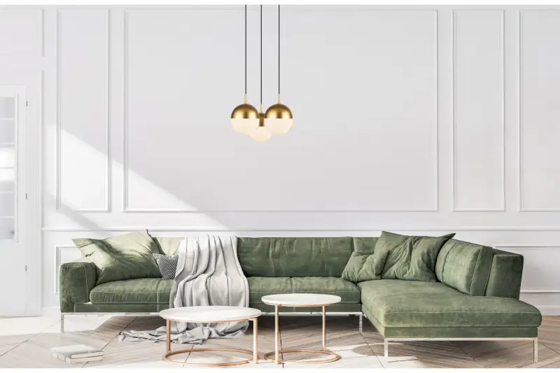 Decor Abies Brass Gold Modern Pendant Lamp with round metal lampshade 7597