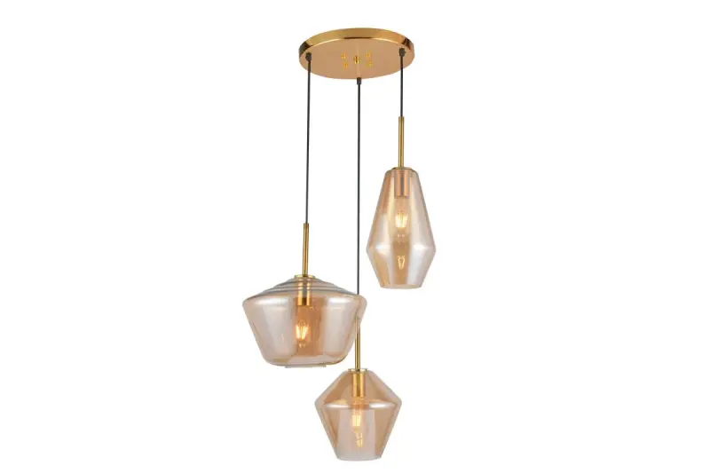 Decor Lime 1467 mm high modern gold pendant lamp with 3 light sources 7983