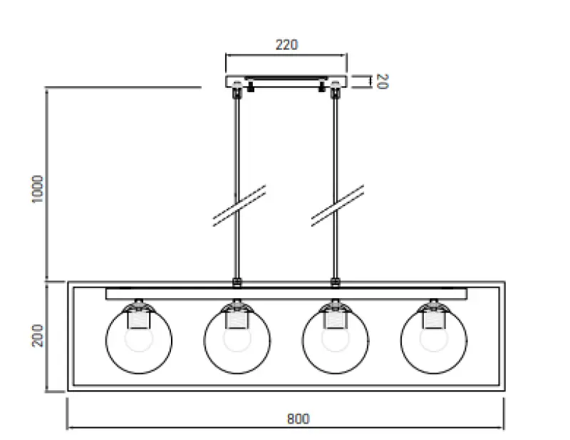 Decor Avelin pendant lamp with golden rectangular frame width 80 cm 2287