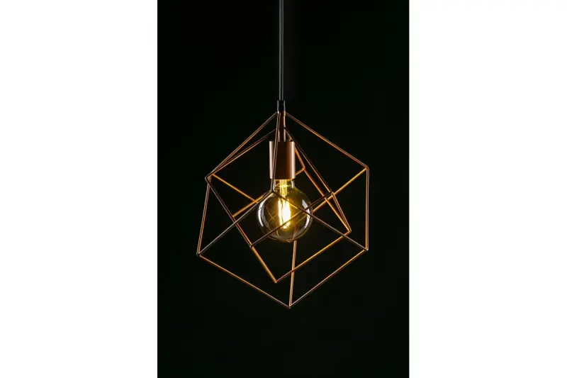 Decor Rosa geometric gold pendant lamp composed of 2 brass cubes 3376