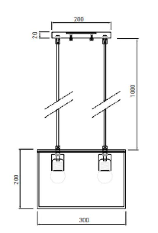 Decor Diu black geometric pendant lamp with 2 light sources width 30 cm 3628