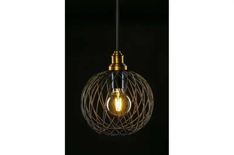 Decor Viela black metal wire pendant lamp, spherical shape, diameter 25 cm 6972