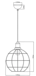 Decor Viela antiqued golden wire pendant lamp, spherical shape, diameter 29 cm 7016