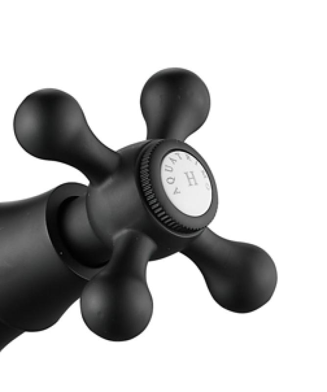 AquaTrimo Windsor nostalgic kitchen tap with angled spout, matt black 21WS7531SW