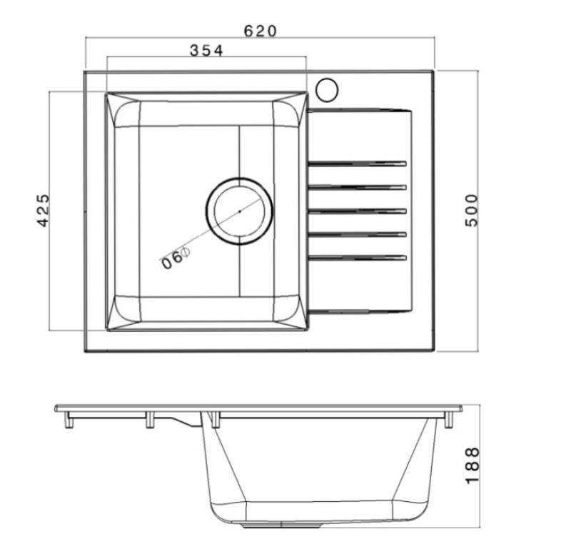 Ausmann Fibre Mini sink black reversible with drainer inset 62x50cm 1208957667