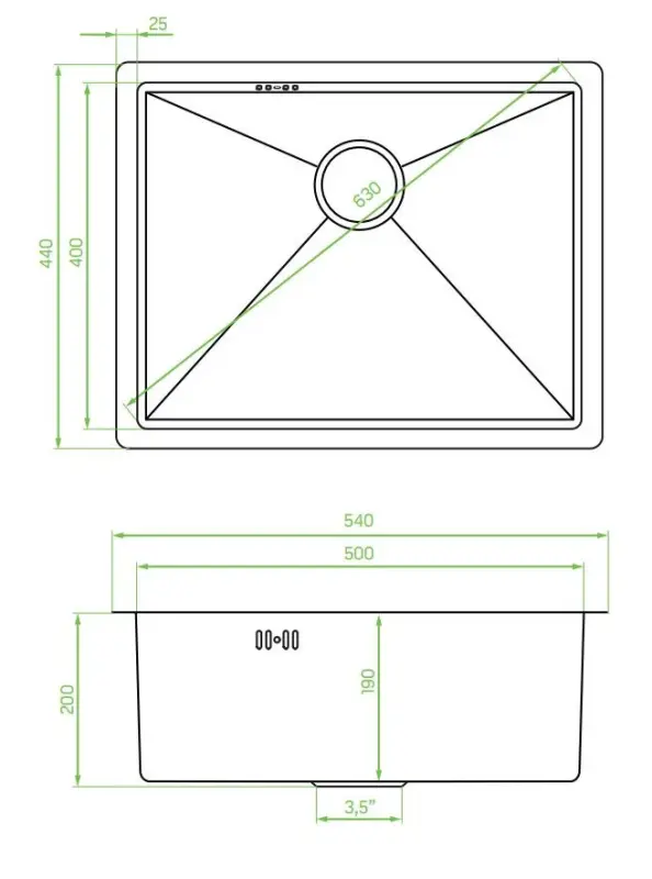 Aquadesign Sinks copper stainless steel sink copper colour PVD 50x40 undermount flush-mounted and inset 1208957700