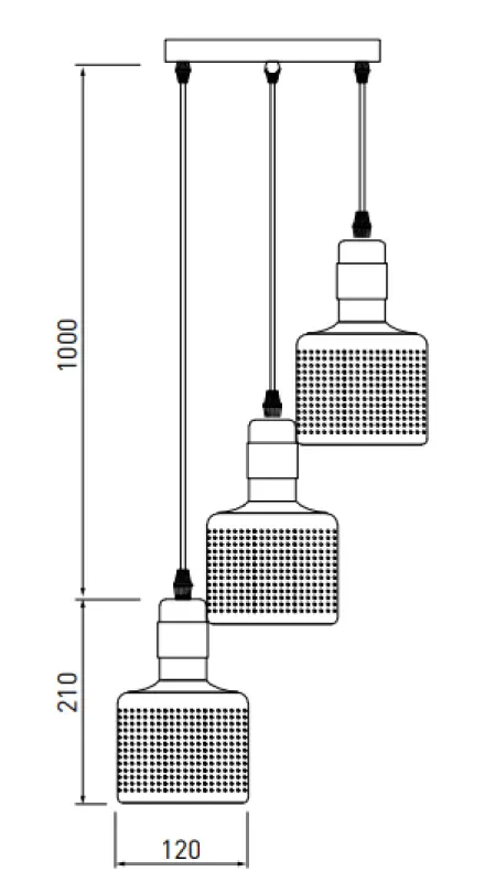 Decor Bellis black gold cylindrical pendant lamp with 3 light sources 4680