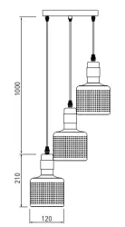 Decor Bellis white gold cylindrical pendant lamp with 3 light sources 4611