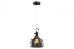 Decor Muscari II black pendant lamp with smoke-colored glass in metallic finish lampshade and black lamp holder 3862