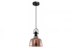 Decor Muscari II black pendant lamp with copper-colored metallic lampshade and black bulb holder 3930