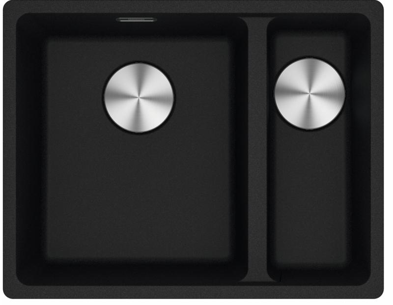 Franke Maris MRG 160-34-15 Fragranite Matt Black Sink, Left Basin Undermount
