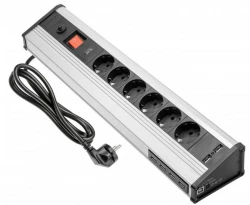 Indux Corner corner and freestanding earthed aluminum socket with 6 outlets and 6 USB 1208957851