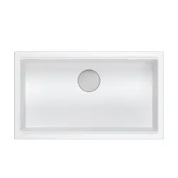 Quadri Newport II white granite inset and undermount sink with manual siphon 76x45cm 1208957854