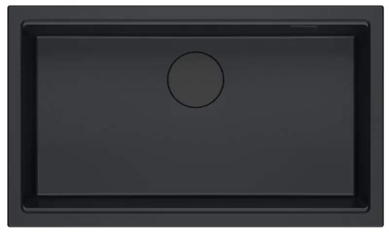 Quadri Newport II black granite inset and undermount sink with manual siphon 76x45cm 1208957855