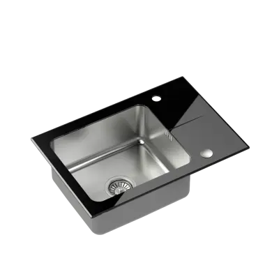 Quadri Glazz inset stainless steel sink with black glass drainer 64x44 reversible 1208957864