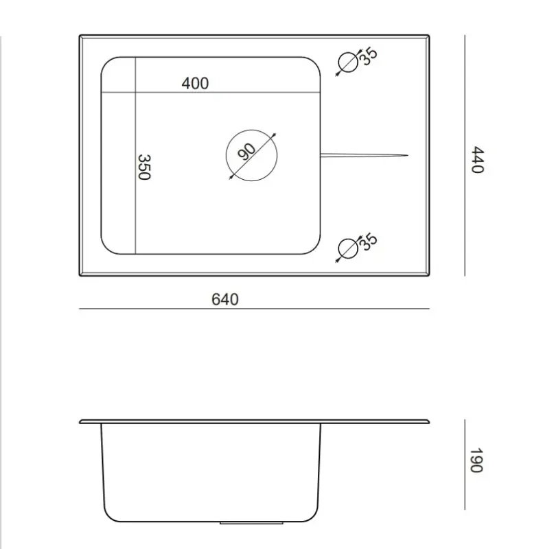 Quadri Glazz inset stainless steel sink with black glass drainer 64x44 reversible 1208957864