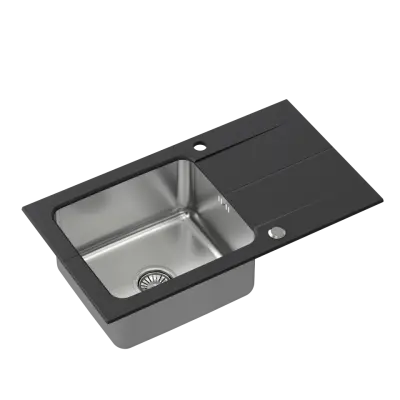 Quadri Fusion inset stainless steel sink with onyx granite drainer 78x44 reversible 1208957871