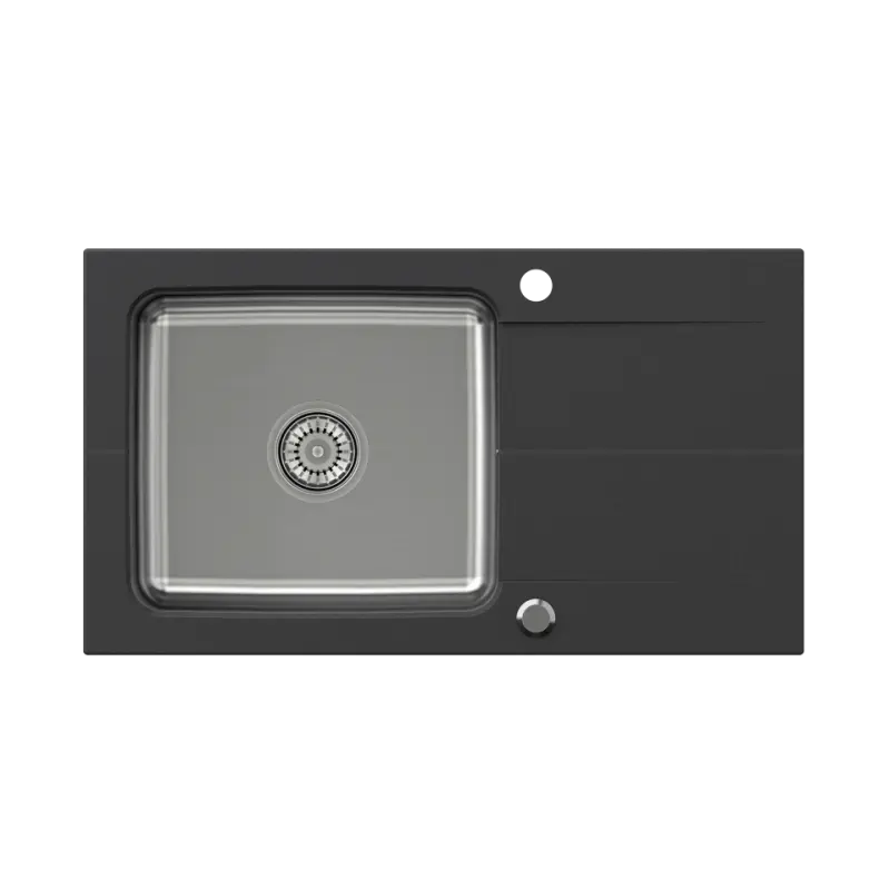 Quadri Fusion inset stainless steel sink with onyx granite drainer 78x44 reversible 1208957871