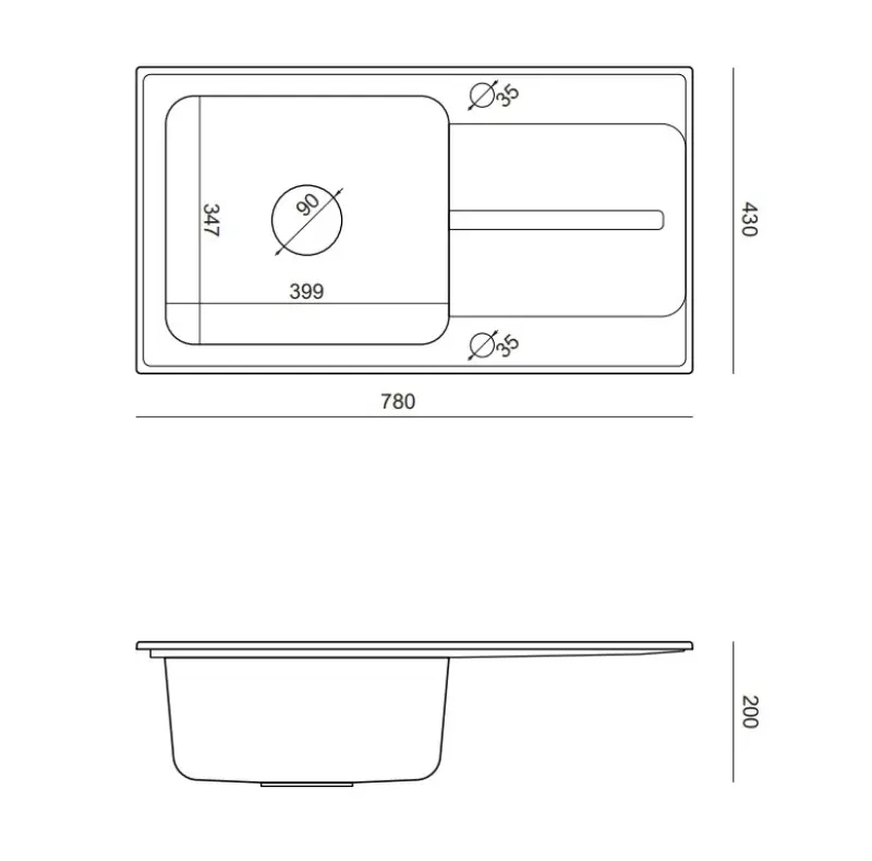 Quadri Fusion inset stainless steel sink with silver granite drainer 78x43 reversible 1208957880