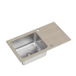 Quadri Fusion inset sink stainless steel with beige granite drainer 78x43 reversible 1208957881
