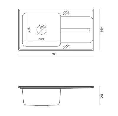 Quadri Fusion inset sink stainless steel with beige granite drainer 78x43 reversible 1208957881