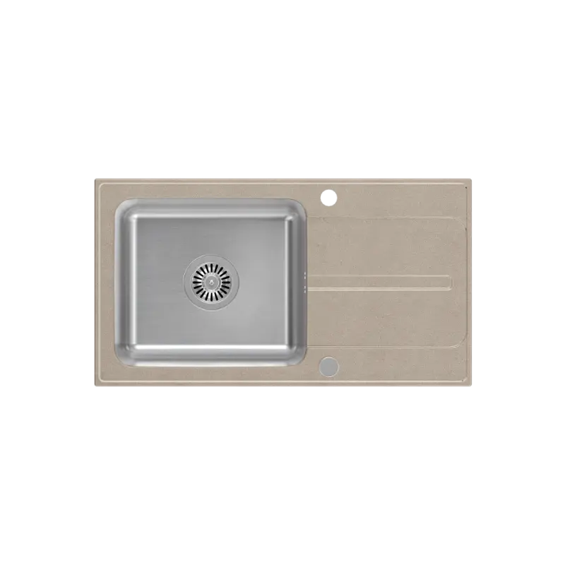 Quadri Fusion inset sink stainless steel with beige granite drainer 78x43 reversible 1208957881