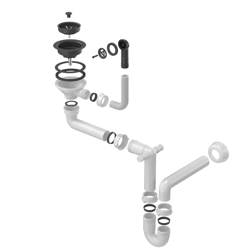Quadri drain set sink with 1-bowl siphon black 1208957899