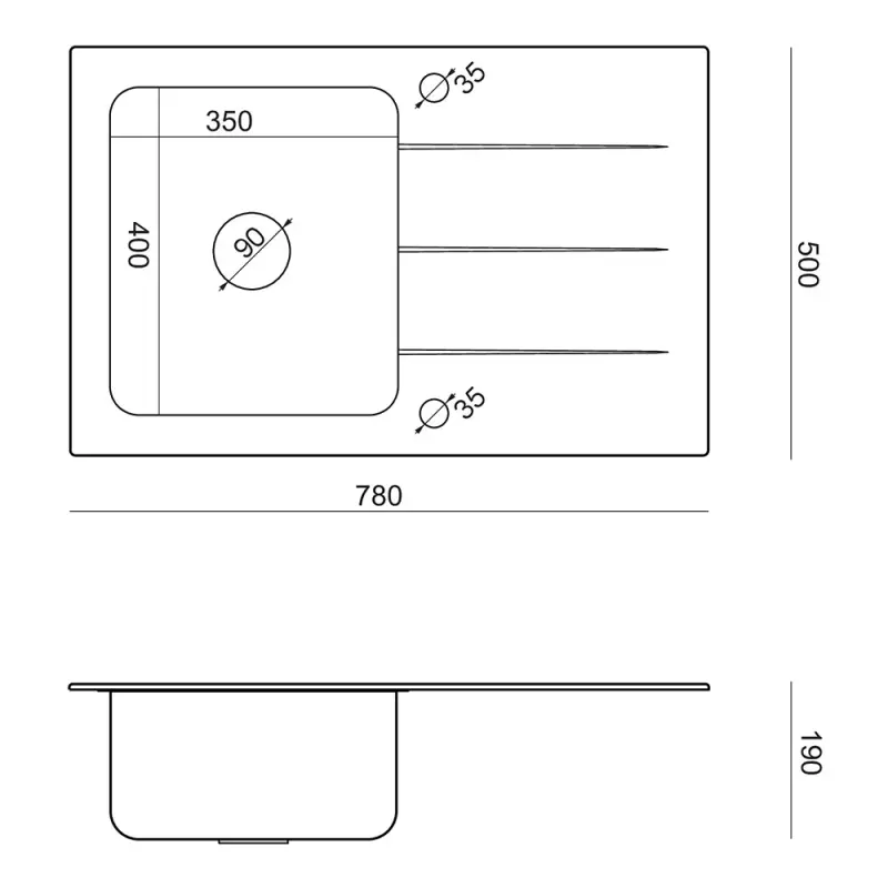 Quadri Glazz inset stainless steel sink with black glass drainer 78x50 reversible 1208957934