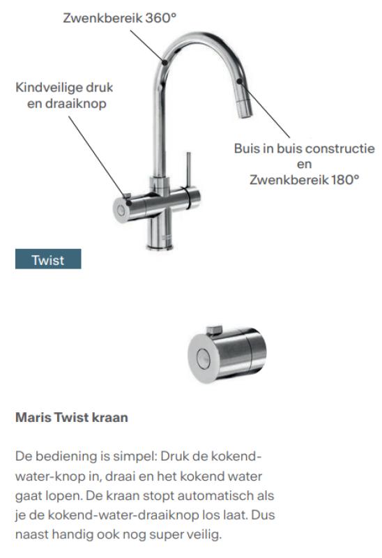Franke Maris water hub 4L boiler 3-in-1 with Twist mechanical boiling water tap chrome 160.0705.687