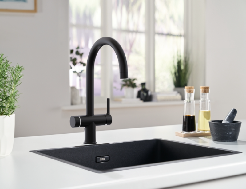 Franke Maris water hub 4L boiler 3-in-1 with Touch electronic boiling water tap matte black with water hub bypass 1208957950