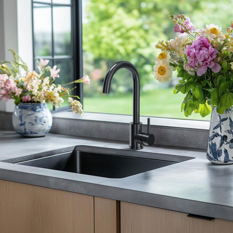 Aquadesign R25 steel top-mounted, undermount and flush-mounted sink gun metal 40x40cm 1208958207