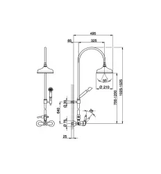 Huber Croisette Shower Combination 21cm Gold CM0040502G