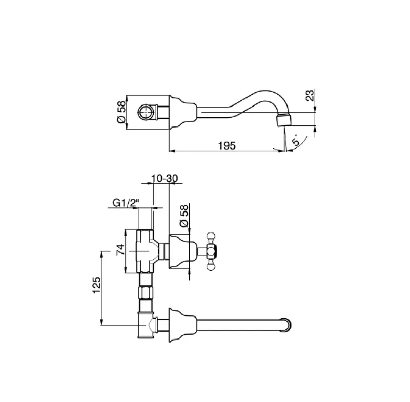 Huber Victorian 3-holes Washbasin Mixer Gold VT0035102G