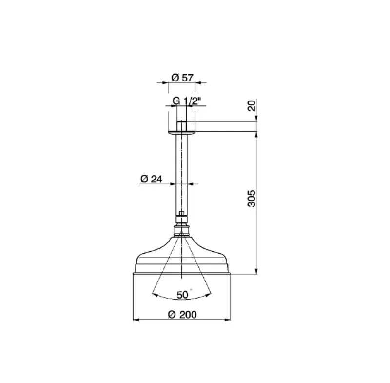 Huber Nostalgic Rain Shower shower head chrome with ceiling arm SS01341021