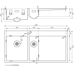 Lorreine SP series stainless steel sink 100x51 cm with tap hole bench 3415SPDB-R