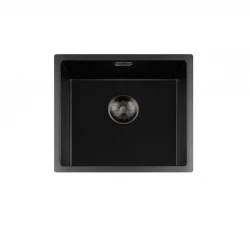 Lorreine BQ series sink 44x41cm undermount black with gun metal plug 40BQ37-FU-GUNMETAL