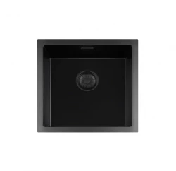 Lorreine BQ series sink 45x45cm top-mount black with black plug 40BQ-T
