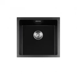 Lorreine BQ series sink 45x45cm top-mount black with stainless steel plug 40BQ-T-INOX