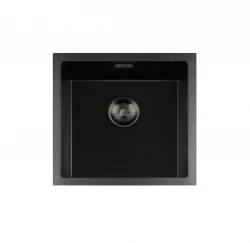 Lorreine BQ series sink 45x45cm top-mount black with gun metal plug 40BQ-T-GUNMETAL