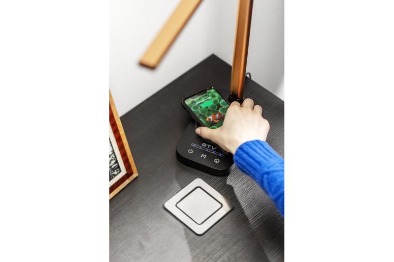 Decor Desktop lamp Bressi 8W 450lm AC220-240V 3-CCT Wireless Charging USB PF>0 5 RA>80 Black / Gold 1208962479