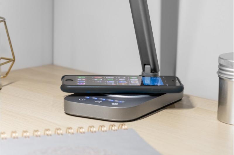 Decor Desktop lamp Bressi 8W 450lm AC220-240V 3-CCT Wireless Charging USB PF>0 5 RA>80 Grey 1208962480